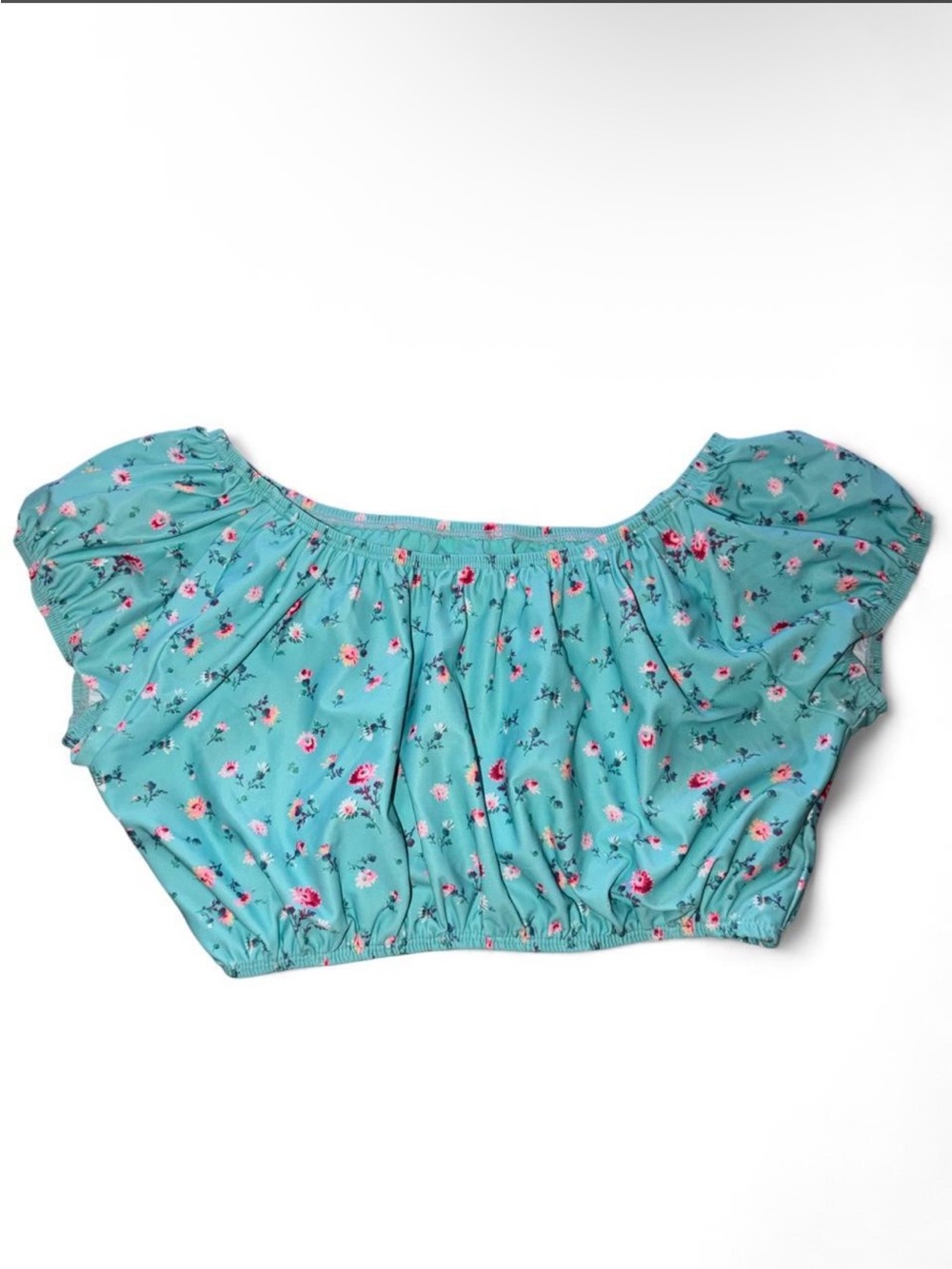 Gap kids blue floral off the shoulder crop top